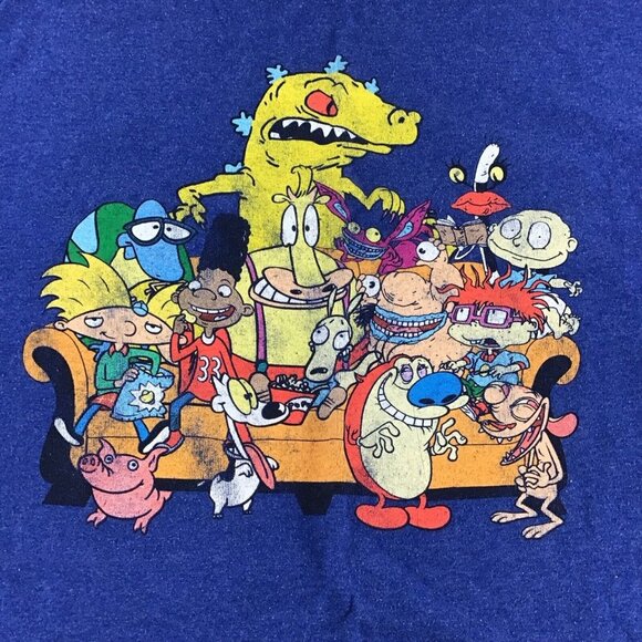 Nickelodeon Faves Retro Graphic T-Shirt Blue Men Size XL Shirt Rugrats Arnold - Picture 2 of 6